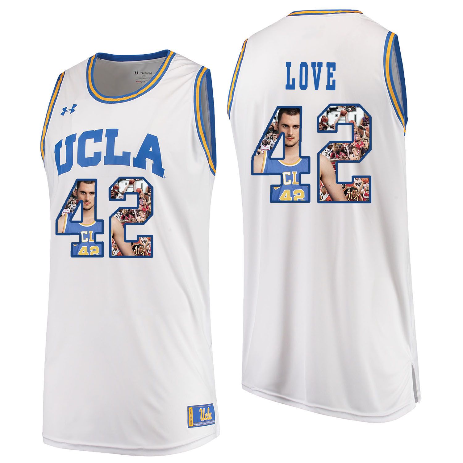Men UCLA UA 42 Love White Fashion Edition Customized NCAA Jerseys